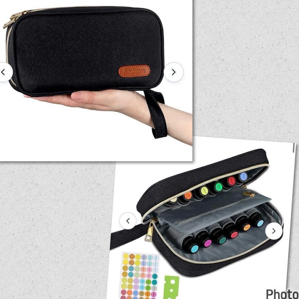 NWT Simboom Black Essential Oil Bag Case 12 Bottles Organizer Storage Bag Case